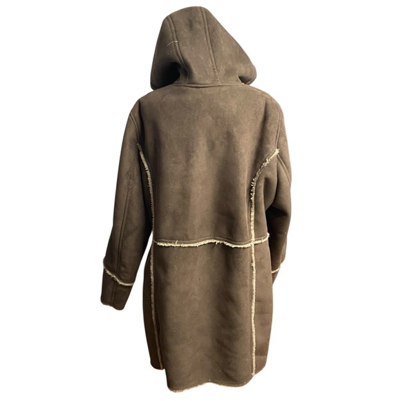 Coldwater Creek Coat Brown Faux Shearling Suede Fur Size XL (16) Winter Jacket - Picture 7 of 14